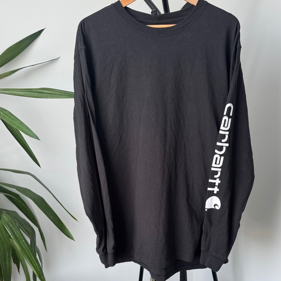 CARHARTT Men's Black Long Sleeve | Large-Tall | Arm Logo - Picture 2 of 7